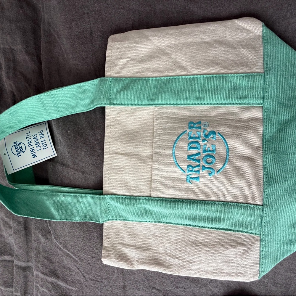 Trader Joe's Pastel Canvas Tote Bag - Mint, Pink, Lavender, Aqua Options - Picture 3 of 4